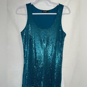 LNC Apt 9 Size L Sequined Front & Teal/Turquoise Blue In Color